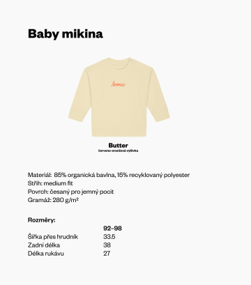 Infogram k baby mikině.
